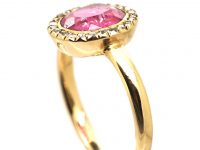 Edwardian 18ct Gold, Pink Tourmaline & Rose Diamond Cluster Ring