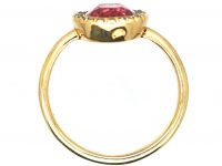 Edwardian 18ct Gold, Pink Tourmaline & Rose Diamond Cluster Ring