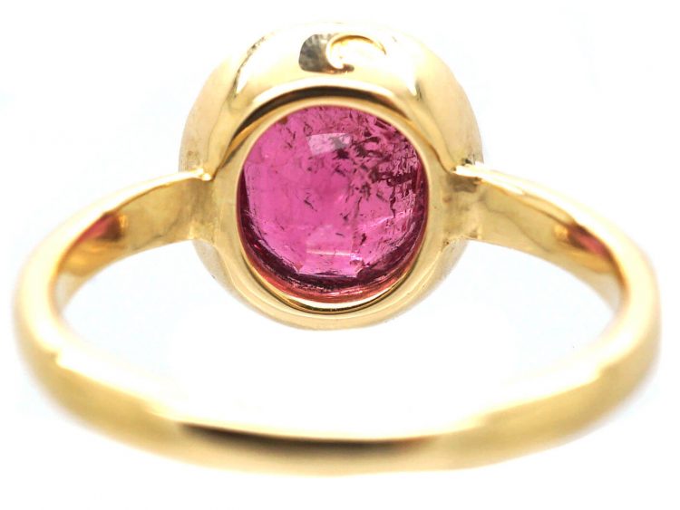 Edwardian 18ct Gold, Pink Tourmaline & Rose Diamond Cluster Ring