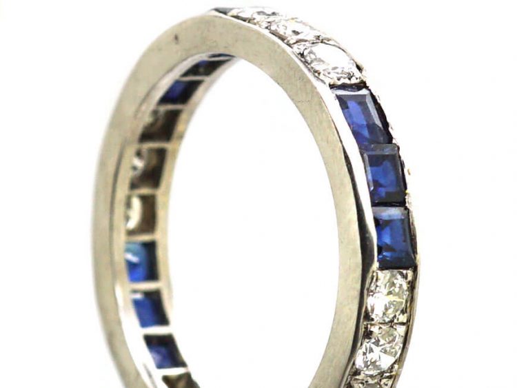 Art Deco Platinum Sapphire & Diamond Eternity Ring