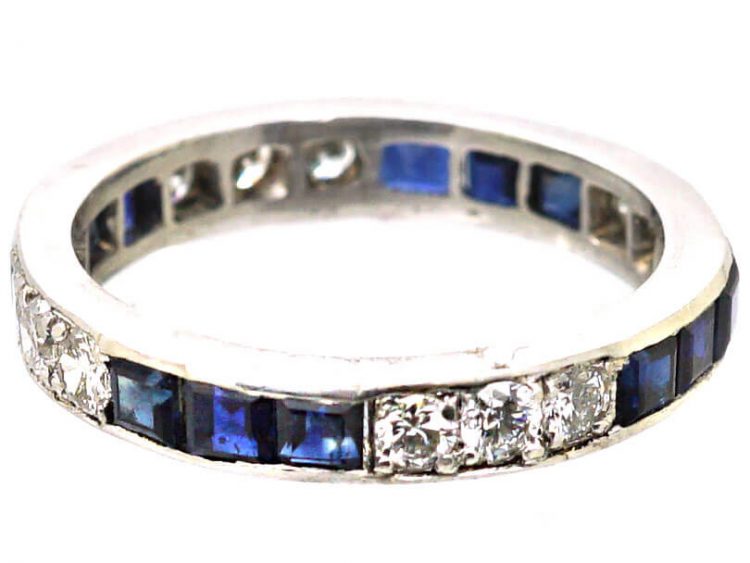 Art Deco Platinum Sapphire & Diamond Eternity Ring