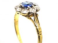 Edwardian 18ct Gold & Platinum, Sapphire & Diamond Cluster Ring