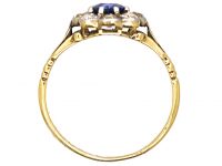 Edwardian 18ct Gold & Platinum, Sapphire & Diamond Cluster Ring