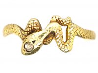 Early 20th Century Snake Ring with a Diamond in His Head