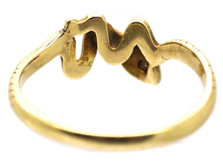 Early 20th Century Snake Ring with a Diamond in His Head