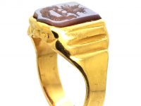 Victorian 18ct Gold Signet Ring with Carnelian Intaglio with a Welsh Dragon