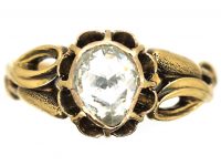 Art Nouveau 18ct Gold & Rose Diamond Ring with Bulrush Detail on the Shoulders