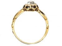 Art Nouveau 18ct Gold & Rose Diamond Ring with Bulrush Detail on the Shoulders