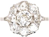 Early 20th Century 18ct White Gold Diamond Cluster Ring