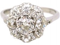 Early 20th Century 18ct White Gold Diamond Cluster Ring