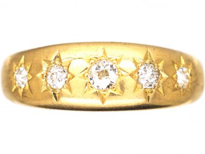 Victorian 18ct Gold Five Stone Diamond Gypsy Ring