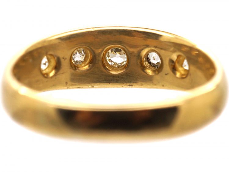 Victorian 18ct Gold Five Stone Diamond Gypsy Ring