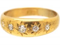 Victorian 18ct Gold Five Stone Diamond Gypsy Ring