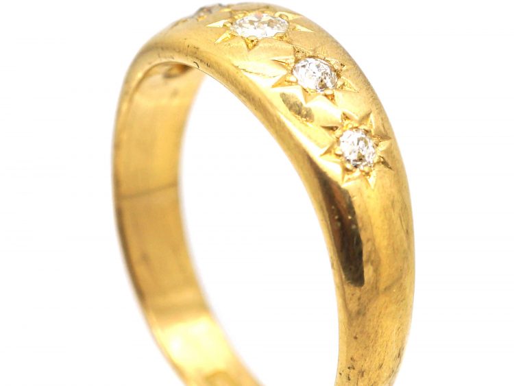 Victorian 18ct Gold Five Stone Diamond Gypsy Ring