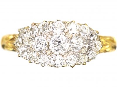 Edwardian 18ct Gold Oval Shaped Diamond Cluster Ring