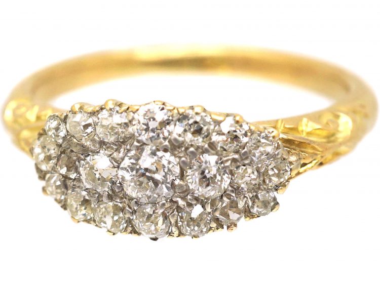 Edwardian 18ct Gold Oval Shaped Diamond Cluster Ring