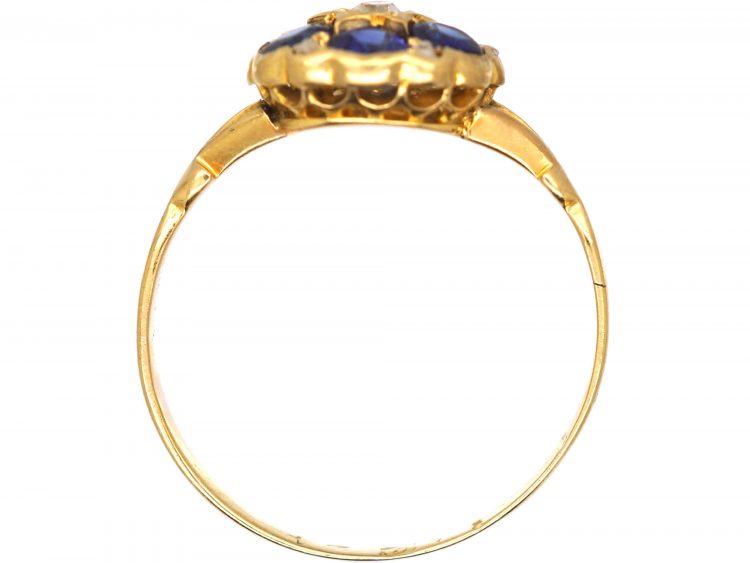 Edwardian 18ct Gold Sapphire & Diamond Cluster Ring