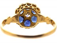 Edwardian 18ct Gold Sapphire & Diamond Cluster Ring