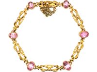 Edwardian 15ct Gold Bracelet set with Pink Tourmalines