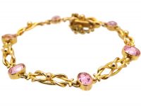 Edwardian 15ct Gold Bracelet set with Pink Tourmalines