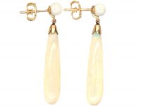 Edwardian 9ct Gold, Opal Drop Earrings