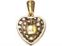 Victorian Heart Shaped Pendant set with an Opal & Rose Diamonds