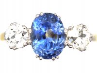 Early 20th Century 18ct Gold & Platinum, Sapphire & Diamond Three Stone Ring