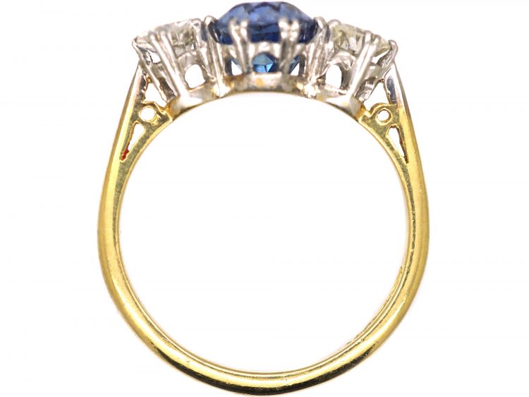 Early 20th Century 18ct Gold & Platinum, Sapphire & Diamond Three Stone Ring