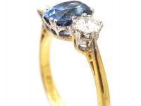 Early 20th Century 18ct Gold & Platinum, Sapphire & Diamond Three Stone Ring