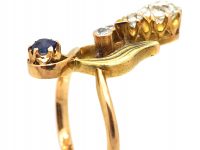 Russian Art Nouveau 14ct Two Colour Gold Sapphire & Diamond Ring