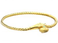 Regency 18ct Gold Snake Bracelet with Heart set with a Turquoise