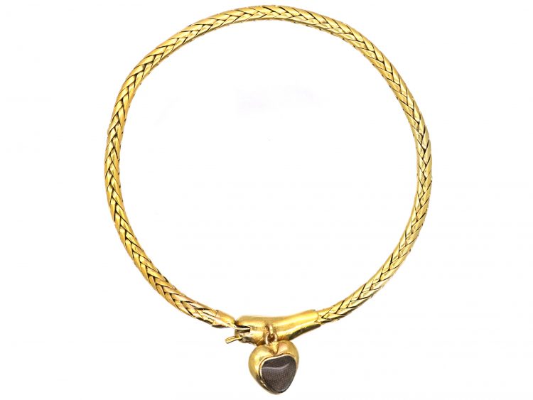 Regency 18ct Gold Snake Bracelet with Heart set with a Turquoise