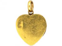 Art Nouveau 15ct Gold & Rose Diamond Heart Shaped Locket with Lady Motif