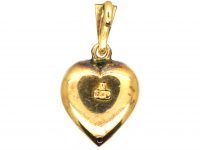 Edwardian 15ct Gold Heart Shaped Pendant set with Natural Split Pearls