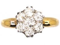 Edwardian 18ct Gold & Diamond Cluster Ring