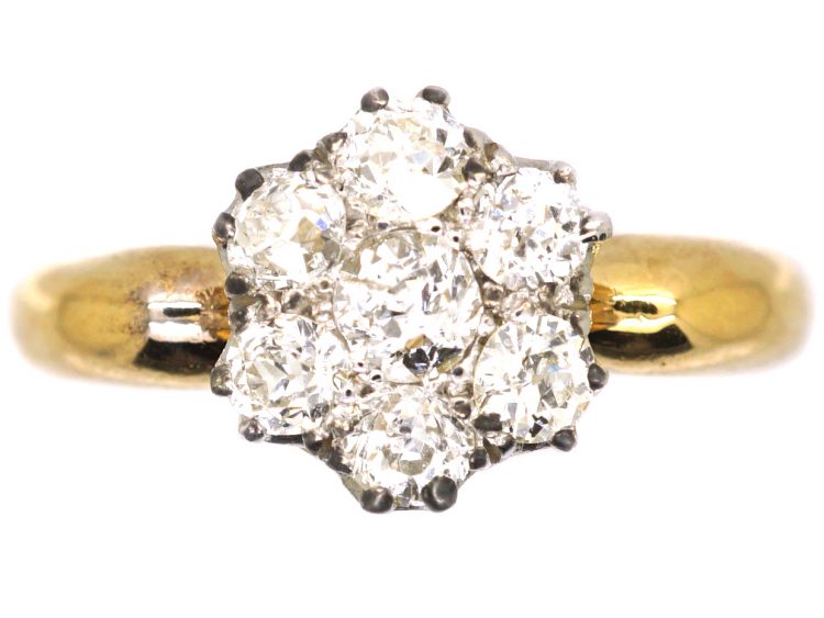 Edwardian 18ct Gold & Diamond Cluster Ring