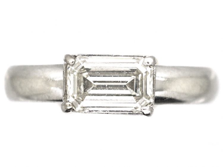 Platinum Emerald Cut Diamond Ring