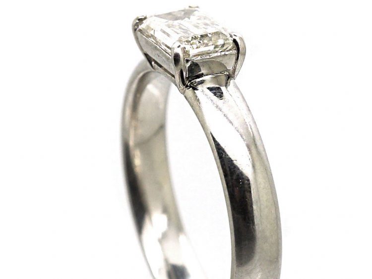 Platinum Emerald Cut Diamond Ring