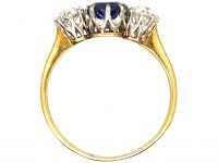 Edwardian 18ct Gold & Platinum Three Stone Sapphire & Diamond Ring