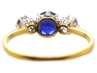 Edwardian 18ct Gold & Platinum Three Stone Sapphire & Diamond Ring