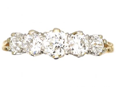 Edwardian 18ct Gold & Platinum Five Stone Diamond Ring