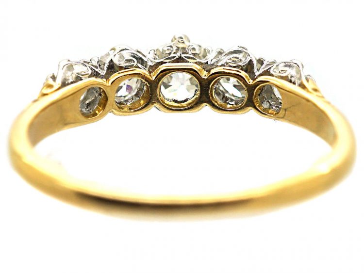 Edwardian 18ct Gold & Platinum Five Stone Diamond Ring