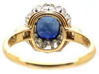 French Early 20th Century 18ct Gold & Platinum, Sapphire & Diamond Cluster Ring