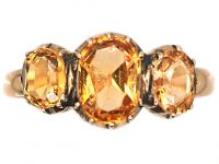 Georgian 9ct Gold Three Stone Topaz Ring