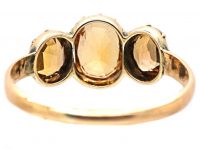 Georgian 9ct Gold Three Stone Topaz Ring