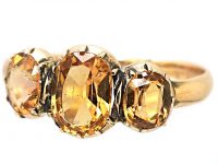 Georgian 9ct Gold Three Stone Topaz Ring