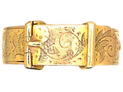 Early Victorian 15ct Gold Buckle Ring with Secret Hinged Compartment