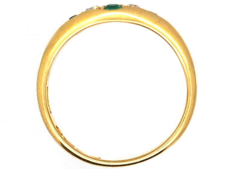 Victorian 18ct Gold Ring set with Emeralds & Diamonds