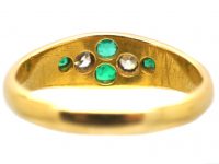 Victorian 18ct Gold Ring set with Emeralds & Diamonds