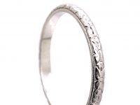 Edwardian Platinum Wedding Ring with Laurel Leaf Motif